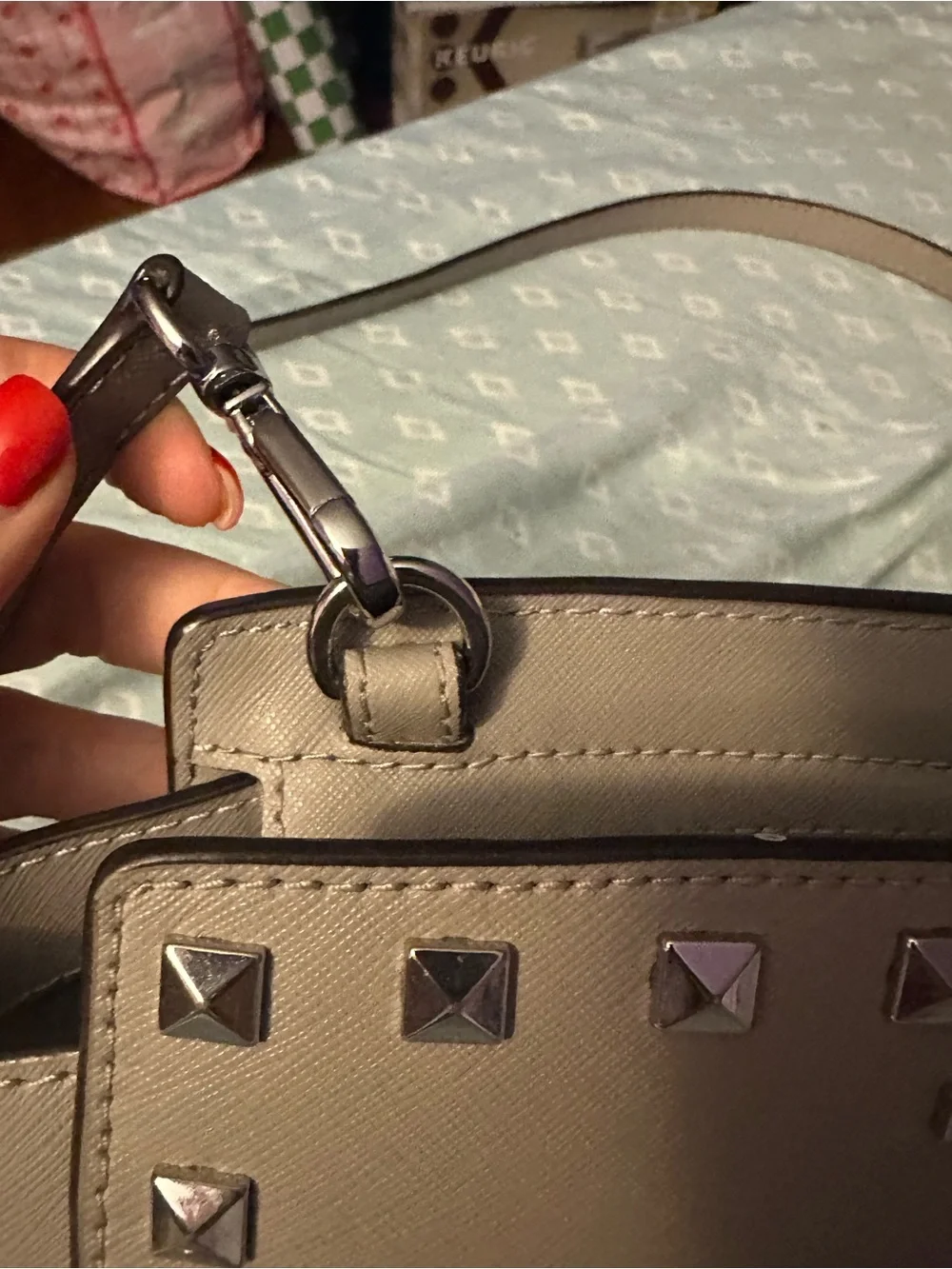 Michael Kors Taupe Pyramid-Stud Crossbody Bag